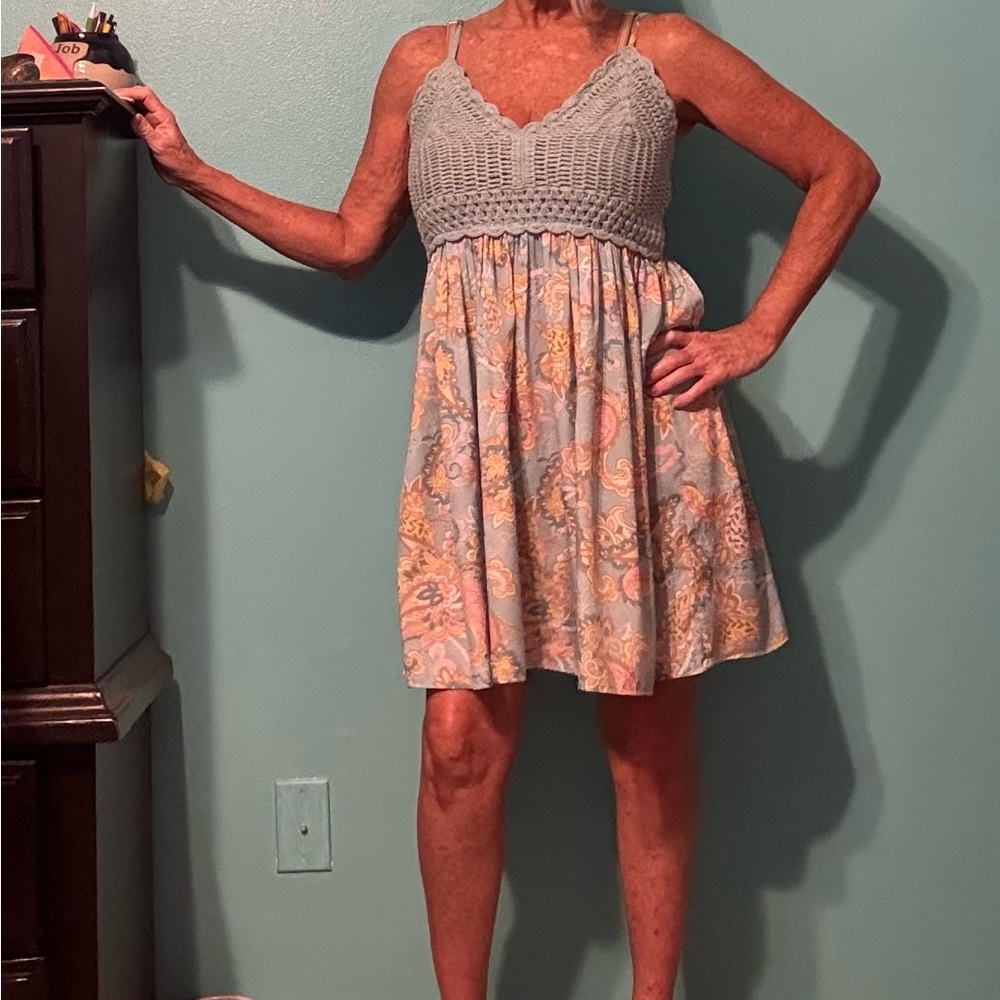 Derek Heart Blue and Pink Floral Mini Dress